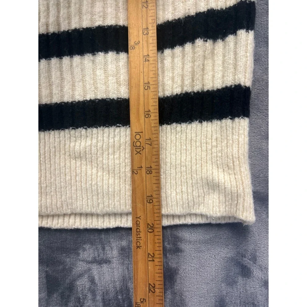 Love Change Italy Quarter Zip Sweater Womens XL Cream Black Striped Ribbed - Picture 4 of 8
